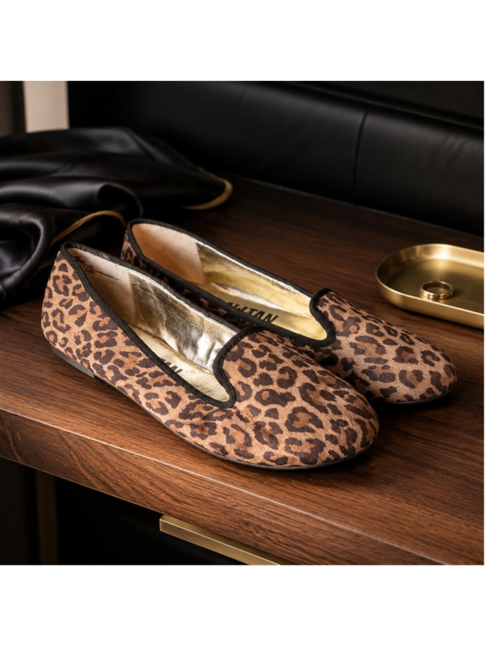 Women's Leopard Print Loafer Flats Slip On Shoes, size 10